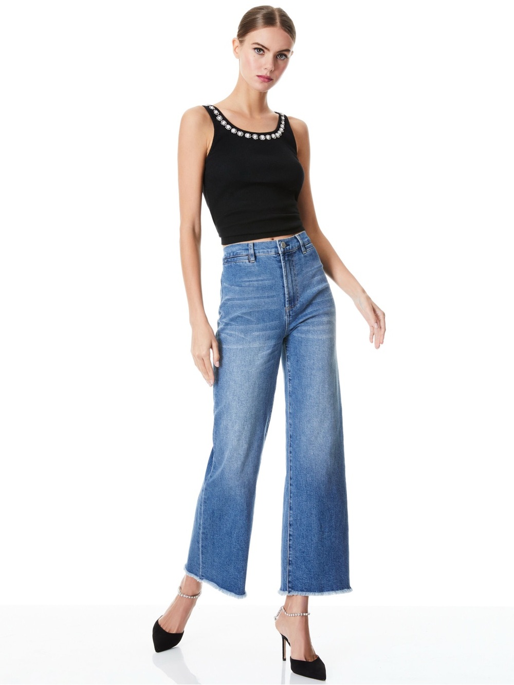 NWT Alice + Olivia Kori Embellished Rib Tank - Picture 4 of 5